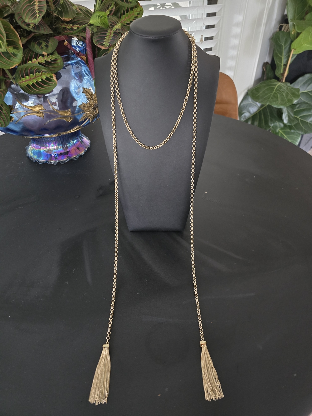 Gold-tone Tassel Rope Lariat Necklace - Women Jewelry